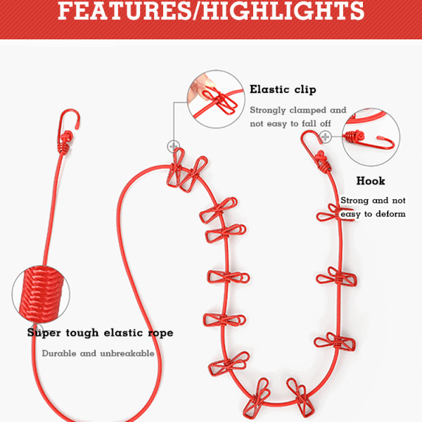 Stretchy Clothesline – Linie flexibilă pentru uscarea hainelor slider